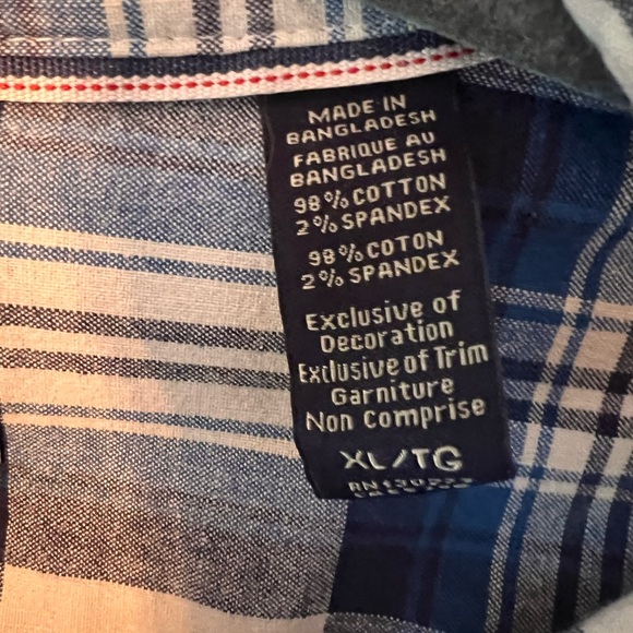 Wrangler Men’s Plaid blue/black/white button down Shirt Size EXTRA LARGE - Picture 5 of 9